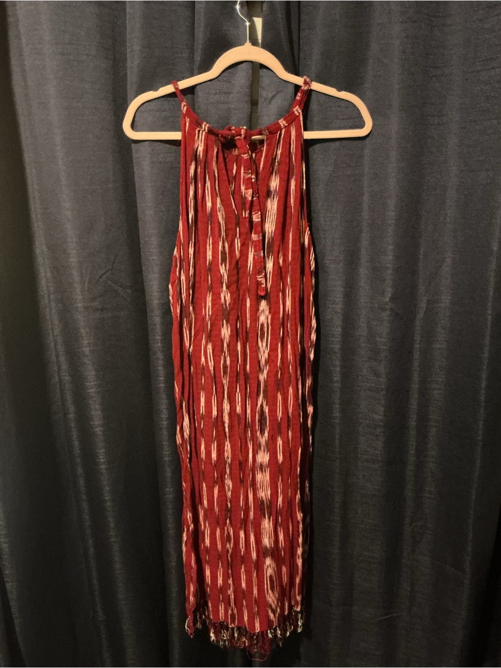 Guatemala made Women's Red Striped Halter Maxi Dress